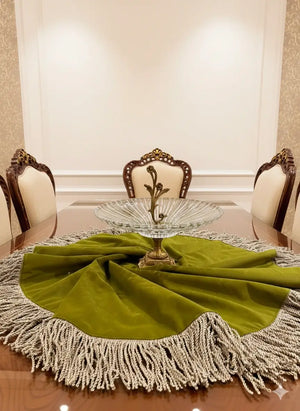 Royal Green Velvet Tablecloth