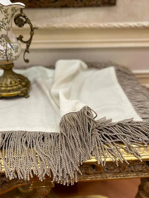Royal Beige Table Runner With Tassels (Trend)