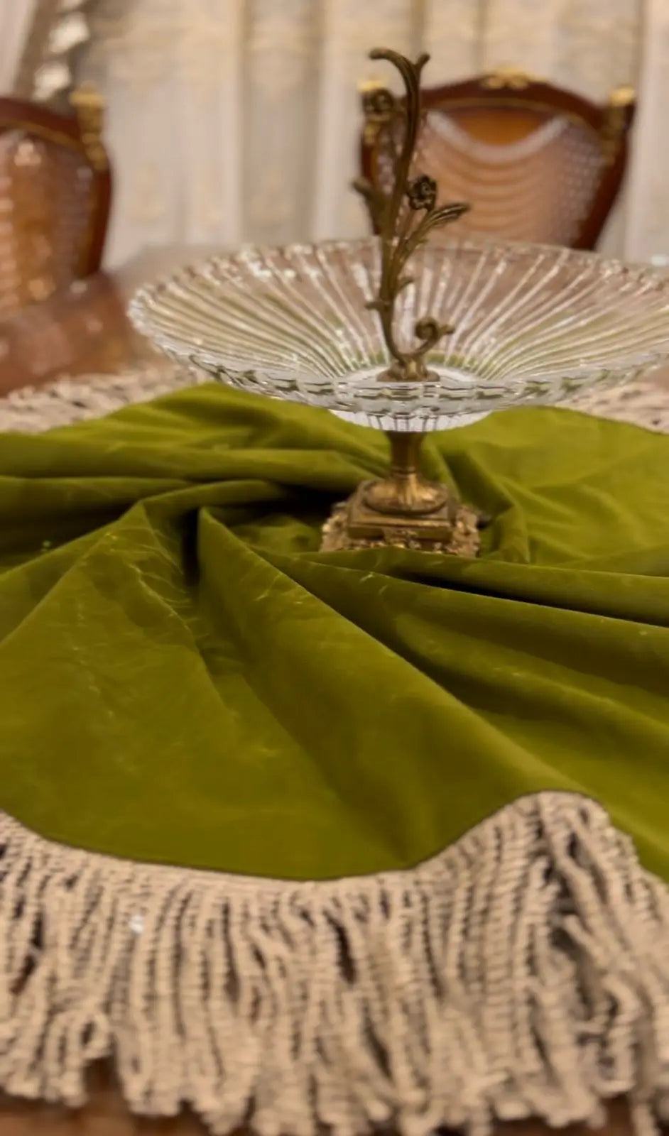 Royal Green Velvet Tablecloth