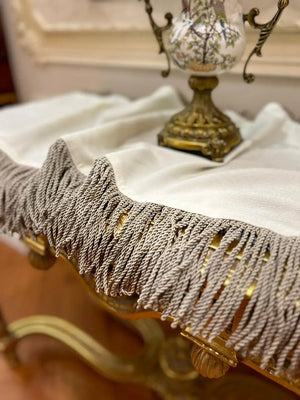Royal Beige Table Runner With Tassels (Trend)
